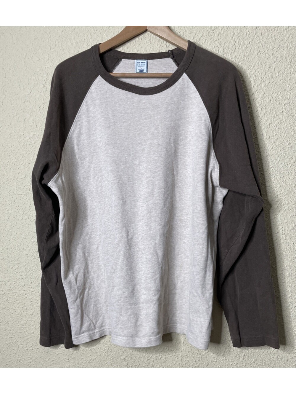 VTG Y2K Old Navy T-Shirt Mens XL Brown Raglan Long Sleeve Baseball Tee (thick)